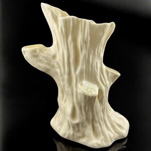 Vintage Belleek Ireland Tree Trunk Stump Vase Planter 6.5 Inches Glazed